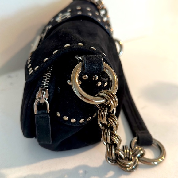 PRADA TESSUTO  AUTHENTIC BLACK SUEDE BUCKLE BAG RARE - Picture 6 of 17